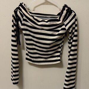 SHEIN Black and White Striped Blouse